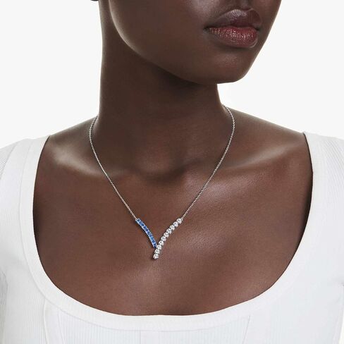 Swarovski Matrix pendant, Mixed cuts, Blue, Rhodium plated in Saudi Arabia