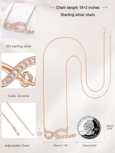 Breast Cancer Gifts for Woman Sterling Silver Breast Cancer Necklace Awareness Rose Gold Plated Ribbon Necklace Jewelry in Saudi Arabia