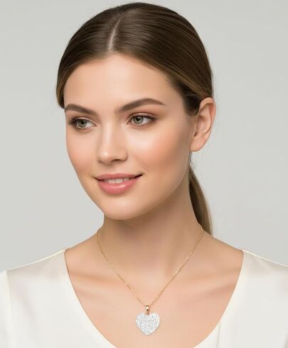 3/4 CT. T.W. Simulated Diamond Heart Pendant in 14K Yellow Gold over Sterling Silver, 18" Chain in Saudi Arabia