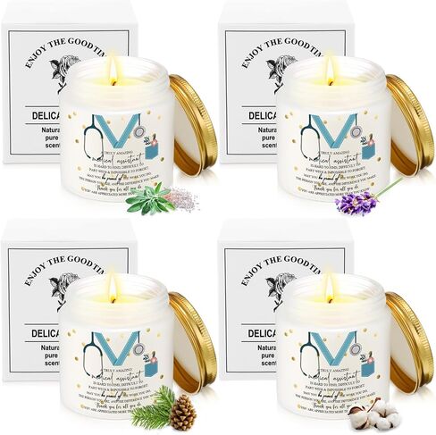 Nuanchu 12 Pcs Medical Assistant Gifts Soy Scented Candles Bulk Aromatherapy Jar 3.5 oz Soy Wax 6 Styles Scented Candles Presents for Women Nurse Week Thanksgiving Christmas Birthday in Saudi Arabia