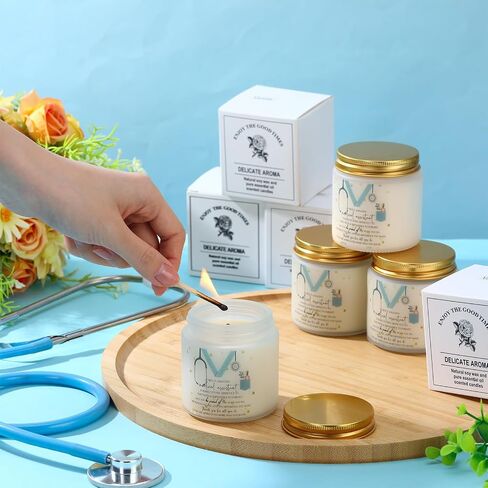 Nuanchu 12 Pcs Medical Assistant Gifts Soy Scented Candles Bulk Aromatherapy Jar 3.5 oz Soy Wax 6 Styles Scented Candles Presents for Women Nurse Week Thanksgiving Christmas Birthday in Saudi Arabia