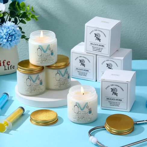 Nuanchu 12 Pcs Medical Assistant Gifts Soy Scented Candles Bulk Aromatherapy Jar 3.5 oz Soy Wax 6 Styles Scented Candles Presents for Women Nurse Week Thanksgiving Christmas Birthday in Saudi Arabia