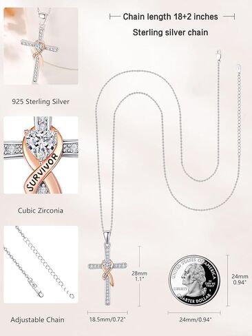 Breast Cancer Gifts for Woman Sterling Silver Breast Cancer Necklace Awareness Rose Gold Plated Ribbon Necklace Jewelry in Saudi Arabia