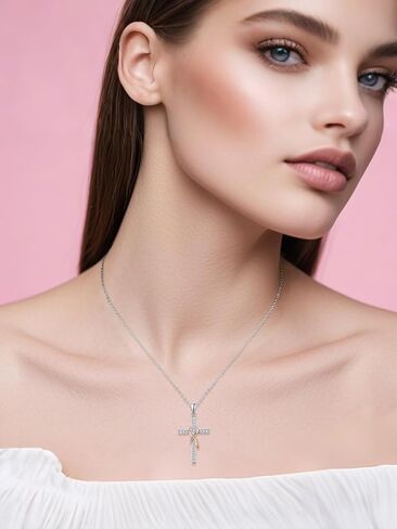 Breast Cancer Gifts for Woman Sterling Silver Breast Cancer Necklace Awareness Rose Gold Plated Ribbon Necklace Jewelry in Saudi Arabia