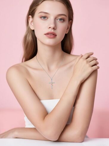 Breast Cancer Gifts for Woman Sterling Silver Breast Cancer Necklace Awareness Rose Gold Plated Ribbon Necklace Jewelry in Saudi Arabia
