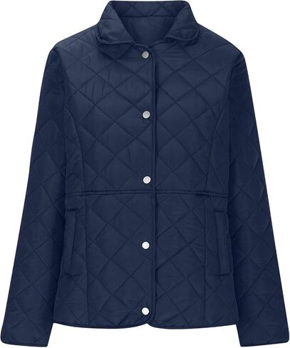 Womens Oversized Puffer Jacket Lightweight Button Down Quilted Jackets Winter Long Sleeve Outwear Coats With Pockets in Saudi Arabia