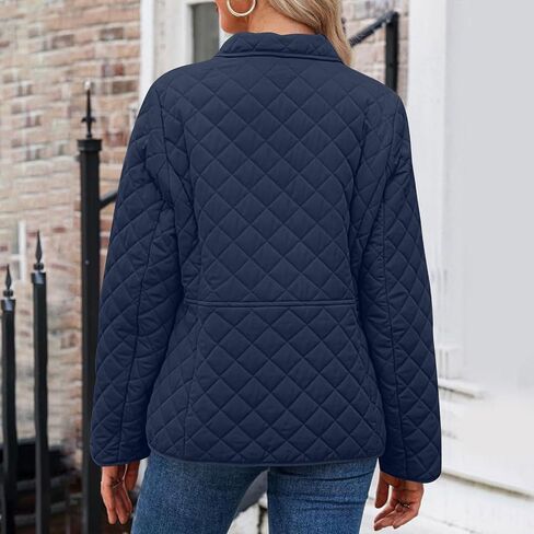 Womens Oversized Puffer Jacket Lightweight Button Down Quilted Jackets Winter Long Sleeve Outwear Coats With Pockets in Saudi Arabia