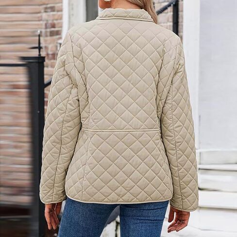 Womens Oversized Puffer Jacket Lightweight Button Down Quilted Jackets Winter Long Sleeve Outwear Coats With Pockets in Saudi Arabia