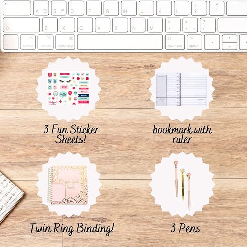 مخطط صغير لمدة 18 شهرًا من Votum 2024-2025 - أغسطس 2024 - مخطط يناير 2026 - مخطط يومي وأسبوعي ومخطط شهري - طوبى هي التي تؤمن، مخطط 2024 مع 3 أوراق ملصقات - مخطط تقويم 2024 in Kuwait