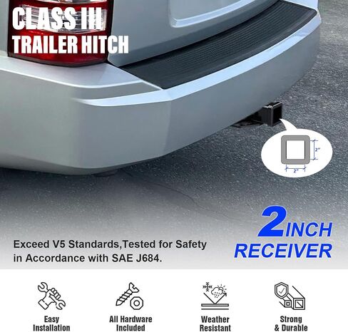 Trailer Hitch, 2 inch Towing Hitch Receiver with Class 3 Hitch Cover Compatible with Jeep Liberty 2008-2012 in Saudi Arabia