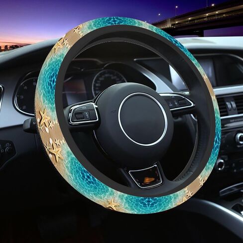 Starfish Shells Elastic Steering Wheel Cover Tropical Beach Shells Steering Wheel Cover Anti Slip Protective Case Universal Stretch Steering Protector in Kuwait
