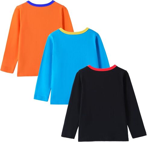 HILEELANG Toddler Boys Long Sleeve Shirts Graphic Cotton Casual Crewneck Tops, Fall Winter Layering Tees 3 Pack,2–7 Years in Saudi Arabia