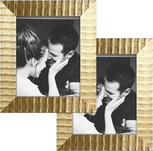 ArtbyHannah 8x10 Inch Gold Picture Frames, Ornate Vintage Golden Photo Frames with Real Glass Cover for Tabletop Display or Wall Mount (2 Pack) in Saudi Arabia