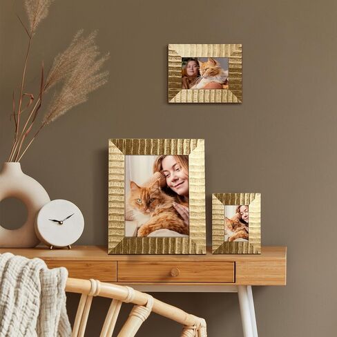 ArtbyHannah 8x10 Inch Gold Picture Frames, Ornate Vintage Golden Photo Frames with Real Glass Cover for Tabletop Display or Wall Mount (2 Pack) in Saudi Arabia