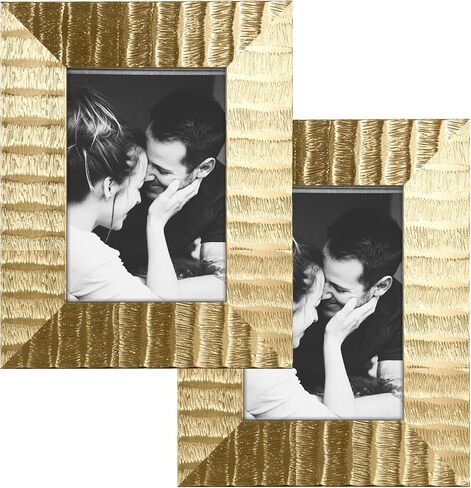 ArtbyHannah 8x10 Inch Gold Picture Frames, Ornate Vintage Golden Photo Frames with Real Glass Cover for Tabletop Display or Wall Mount (2 Pack) in Saudi Arabia