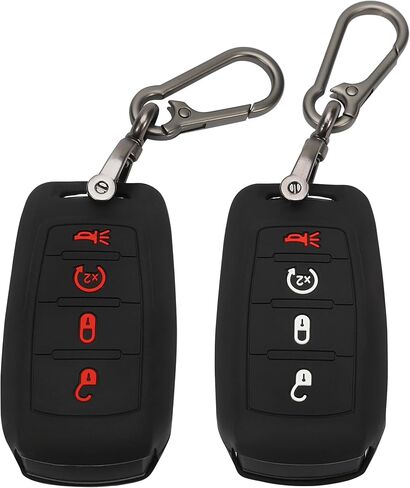 TOMALL 2 Pack for Dodge Key Fob Cover with Keychain, 4 Buttons Silicone Rubber Key Case Compatible with Dodge Ram 1500 2500 3500 2019 2020 2021 2022 2023 2024 2025 Keyless Entry Remote Control in Saudi Arabia