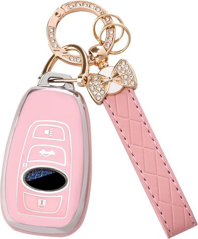 لغطاء Subaru Key Fob - حافظة مفاتيح TPU ناعمة تناسب Impreza Legacy BRZ Outback Ascent Crosstrek Forester BRZ WRX Sti 4 أزرار مفتاح ذكي (وردي) in Kuwait