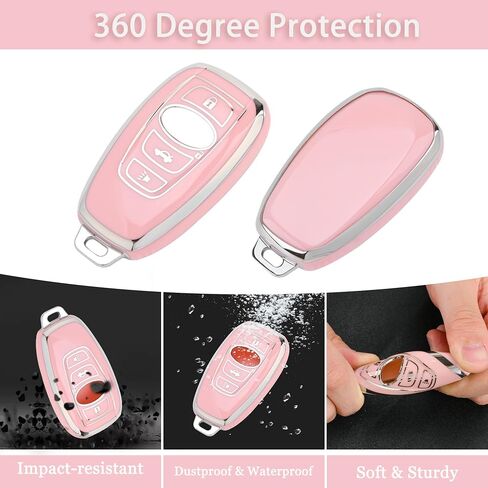 لغطاء Subaru Key Fob - حافظة مفاتيح TPU ناعمة تناسب Impreza Legacy BRZ Outback Ascent Crosstrek Forester BRZ WRX Sti 4 أزرار مفتاح ذكي (وردي) in Kuwait