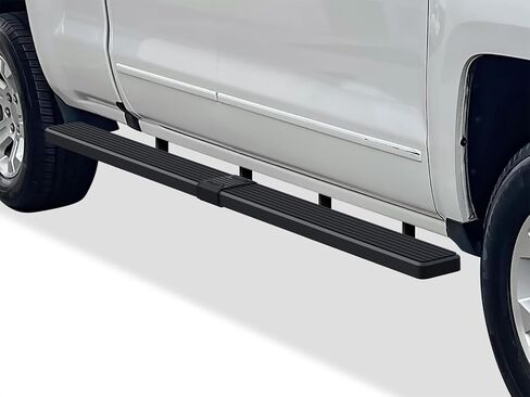 APS (Black 5in Wheel to Wheel) Running Boards Nerf Bars Steps Compatible with Chevy Silverado GMC Sierra 2007-2018 Double Cab Extended Cab 6.5ft Bed & 2500 3500 2019 (Exclude 07 Classic) in Saudi Arabia