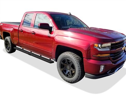 APS (Black 5in Wheel to Wheel) Running Boards Nerf Bars Steps Compatible with Chevy Silverado GMC Sierra 2007-2018 Double Cab Extended Cab 6.5ft Bed & 2500 3500 2019 (Exclude 07 Classic) in Saudi Arabia