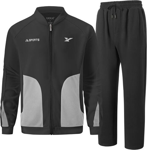 UOUA Mens Tracksuits 2 Piece Set Long Sleeve Sweatsuit Outfits Workout Jogging Suits in Saudi Arabia
