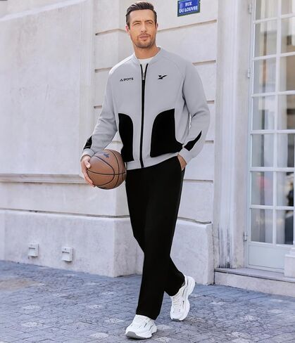 UOUA ملابس رياضية للرجال مكونة من قطعتين، ملابس رياضية بأكمام طويلة وبدلات للركض in Kuwait