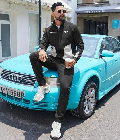 UOUA Mens Tracksuits 2 Piece Set Long Sleeve Sweatsuit Outfits Workout Jogging Suits in Saudi Arabia
