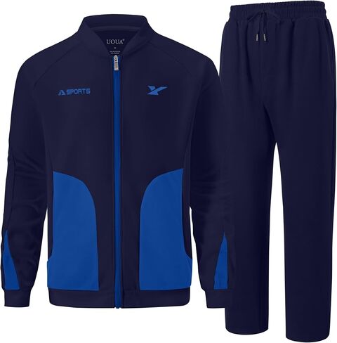 UOUA Mens Tracksuits 2 Piece Set Long Sleeve Sweatsuit Outfits Workout Jogging Suits in Saudi Arabia