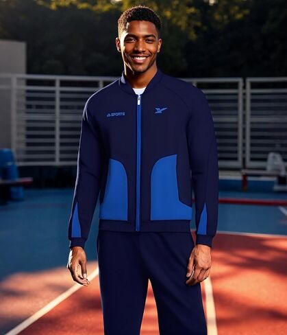 UOUA Mens Tracksuits 2 Piece Set Long Sleeve Sweatsuit Outfits Workout Jogging Suits in Saudi Arabia