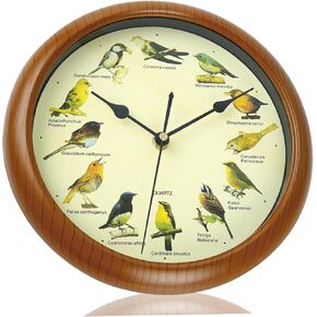 Bird Clock 10'' Round Bird Clock That Sings on Hour, Sound with 12 Pattern Wall for Christmas Home Office Christmas Decor (Without Battery), Wall Clocks in Saudi Arabia
