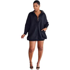 Geulis Women's 2025 Fall Long Sleeve Shirt Dresses Loose Button Down Casual Mini Dress in Kuwait