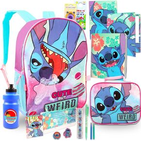 Stitch Backpack with Lunch Box for Kids Set - Bundle with 16" Backpack, Lunch Bag, Folders, Notebook, Water Bottle, Stickers, More | Lilo and Stitch School Supplies for Girls in Kuwait