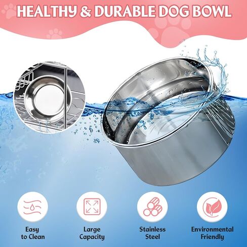 2 Packs Kennel Water Bowl Hanging Dog Crate Water Bowl No Spill Mountable Stainless Steel Dog Bowl Feeding Dish Wall Mounted Dog Water Bowl for Dogs Cats Guinea Pigs Rabbits in Kuwait