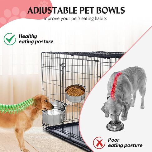 2 Packs Kennel Water Bowl Hanging Dog Crate Water Bowl No Spill Mountable Stainless Steel Dog Bowl Feeding Dish Wall Mounted Dog Water Bowl for Dogs Cats Guinea Pigs Rabbits in Kuwait