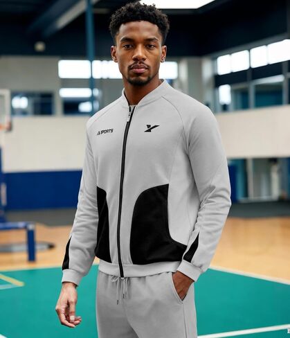 UOUA Mens Tracksuits 2 Piece Set Long Sleeve Sweatsuit Outfits Workout Jogging Suits in Saudi Arabia