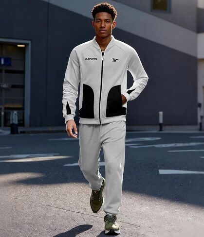 UOUA Mens Tracksuits 2 Piece Set Long Sleeve Sweatsuit Outfits Workout Jogging Suits in Saudi Arabia