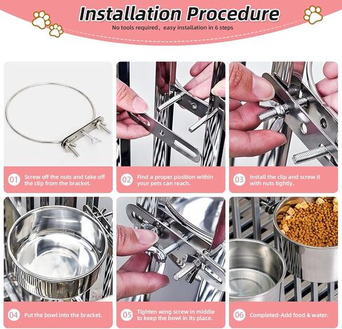 2 Packs Kennel Water Bowl Hanging Dog Crate Water Bowl No Spill Mountable Stainless Steel Dog Bowl Feeding Dish Wall Mounted Dog Water Bowl for Dogs Cats Guinea Pigs Rabbits in Kuwait