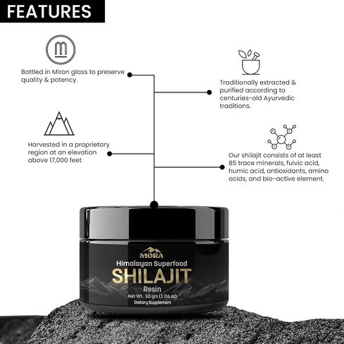 Mora Himalayan Shilajit Capsules | 70%+ Fulvic Acid, 85+ Trace Minerals | Natural Ayurvedic Herb for Energy, Immune Support, Vitality & Wellness | 60 Capsules with 3rd Party Lab Tested in Kuwait