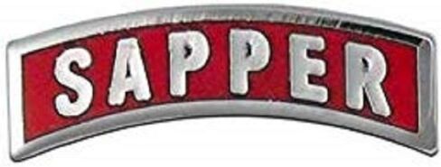 United States Army Sapper White and Red 1" Lapel Pin in Saudi Arabia