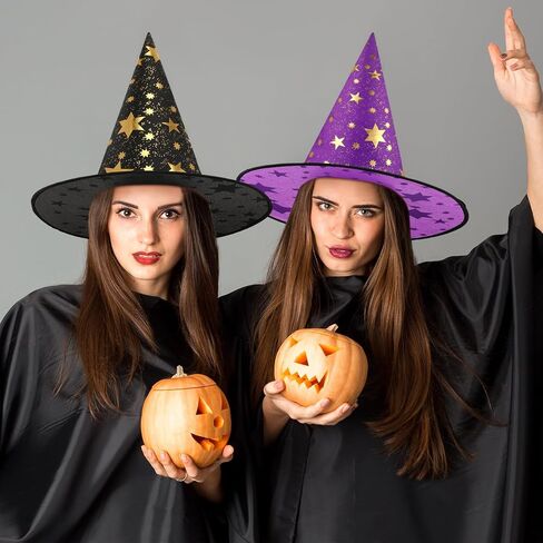 Newcotte 16 Pieces Witch Hats Halloween Costumes for Women Men Modern Witch Hats Fancy Dress Party Decorations in Saudi Arabia