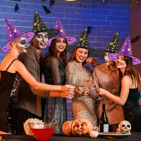 Newcotte 16 Pieces Witch Hats Halloween Costumes for Women Men Modern Witch Hats Fancy Dress Party Decorations in Saudi Arabia