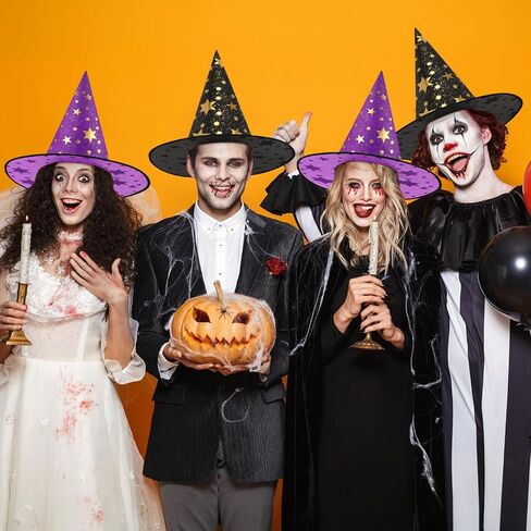 Newcotte 16 Pieces Witch Hats Halloween Costumes for Women Men Modern Witch Hats Fancy Dress Party Decorations in Saudi Arabia