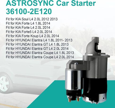Starter Fit for Hyundai Elantra 1.8L 2.0L 2011-2014 Elantra GT 2013 2014 Soul 2012 2013 Forte 2014 Forte5 2014 1.8L 2.0L Replace 36100-2E120 36100-2E120RU LRS02674 1195411 in Saudi Arabia