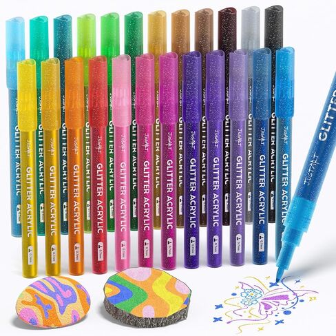 16 Colors Acrylic Glitter Markers Pen, Glitter Paint Pens, 0.7mm Fine Point Tip Metallic Shimmer Marker, Kids Adults DIY Crafts Making, Greeting Birthday Cards Present, Drawing, Scrapbooking Supplies in Kuwait