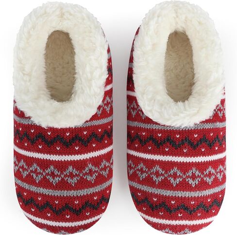 Snoozies Norwegian Knit Slippers for Women with Memory Foam Insole and Soft Sherpa Lining, Slipper Socks with Grips for Women in Saudi Arabia