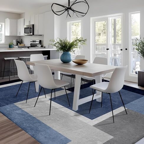 5x7ft Blue Grey Abstract Area Rug, Soft Washable Square Contemporary Floor Carpet for Indoor Decor, Low Pile Non-Slip Modern Geometry Rug for Living Room Bedroom in Saudi Arabia