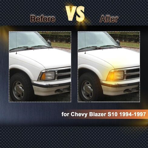 LED Front Headlight Side Marker Light Amber Turn Signal Lamp Kit for Chevy Blazer S10 1994-1997,Smoked Lens Side Bumper Marker Lamps,OEM Part Number: ‎‎GM2551140, GM2550140, 2pcs (Yellow) in Kuwait