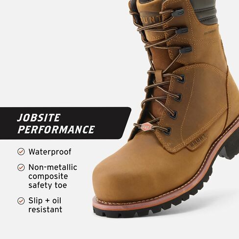 BRUNT DiStasio Welted (Comp Toe) - Men’s 9'' Waterproof Logger Safety Toe Work Boot - Brown, Goodyear Welt Construction, EH & ESR Rated, Oil & Slip Resistant, Adjustable Width in Saudi Arabia