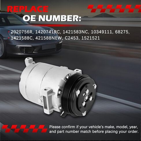 AC Compressor Fit for Cavalier, Ion, Aura, G6, HHR, Cobalt, Malibu, G5, Pursuit, Sunfire, 2.0L 2.2L 2.4L, A/C with Clutch Replacement for 2020756R, 1420741RC, 1421583NC, 10349111, 68275, 1421588C in Saudi Arabia