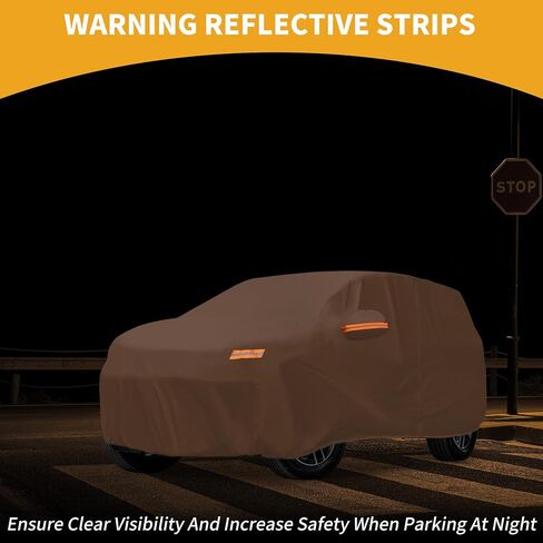 Car Cover Waterproof All Weather Automotive Outdoor Anti-UV Full Exterior Cover for Hyundai Venue 210D-PU Orange with Left Side Zippers in Saudi Arabia